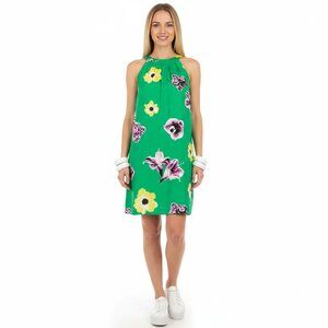 J Crew 100% Silk Green Floral Sleeveless Mini Dress 6